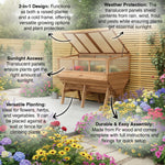 Woodside Raised Wooden Garden Planter + Cold Frame/Growhouse Plant & Veg Box, Large 150cm