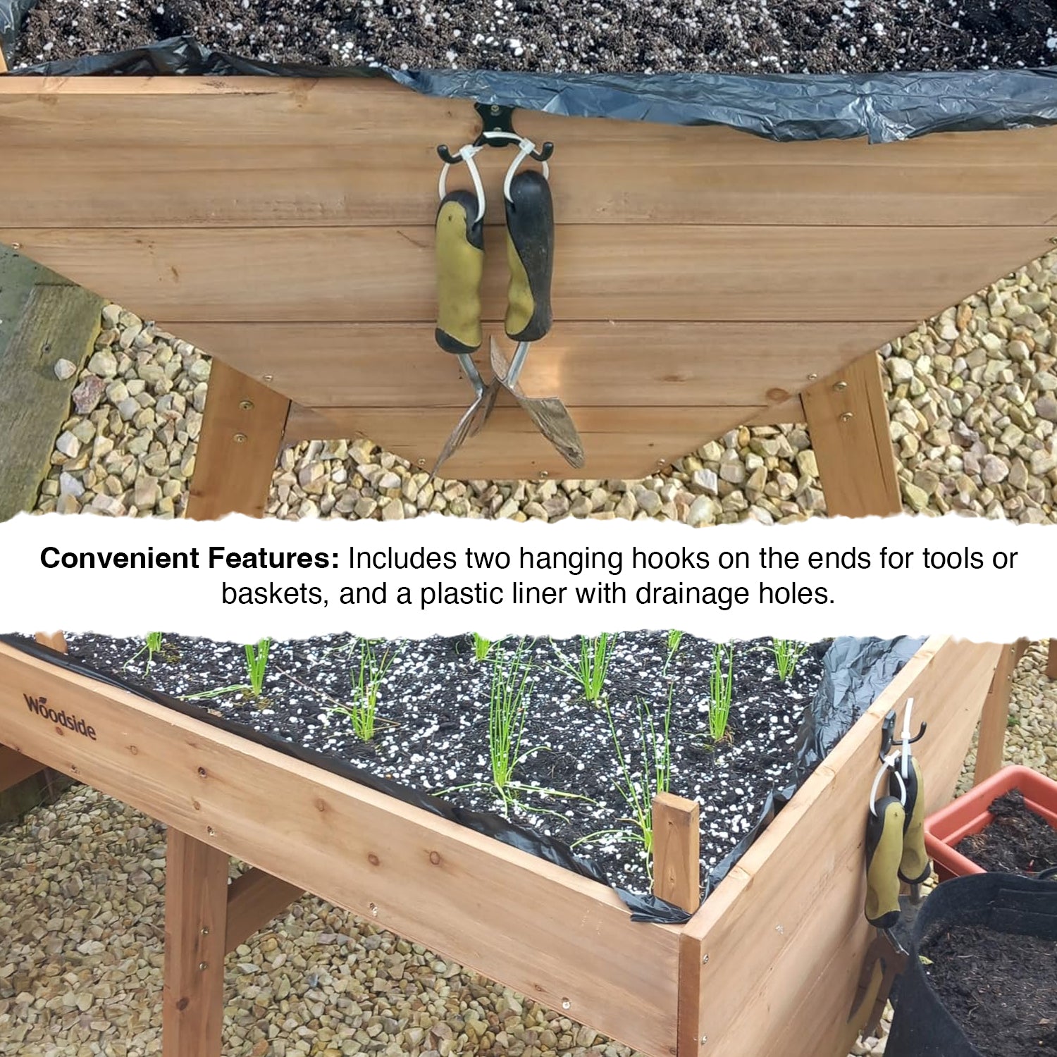 Woodside Raised Wooden Garden Planter + Cold Frame/Growhouse Plant & Veg Box, Large 150cm