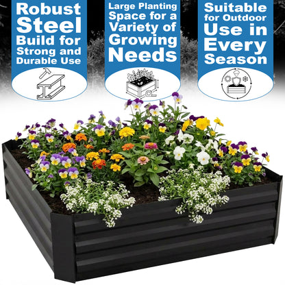 Raised Garden Planter Steel Grow Bed for Plants/Veg/Herbs 300L Planting Box x 2