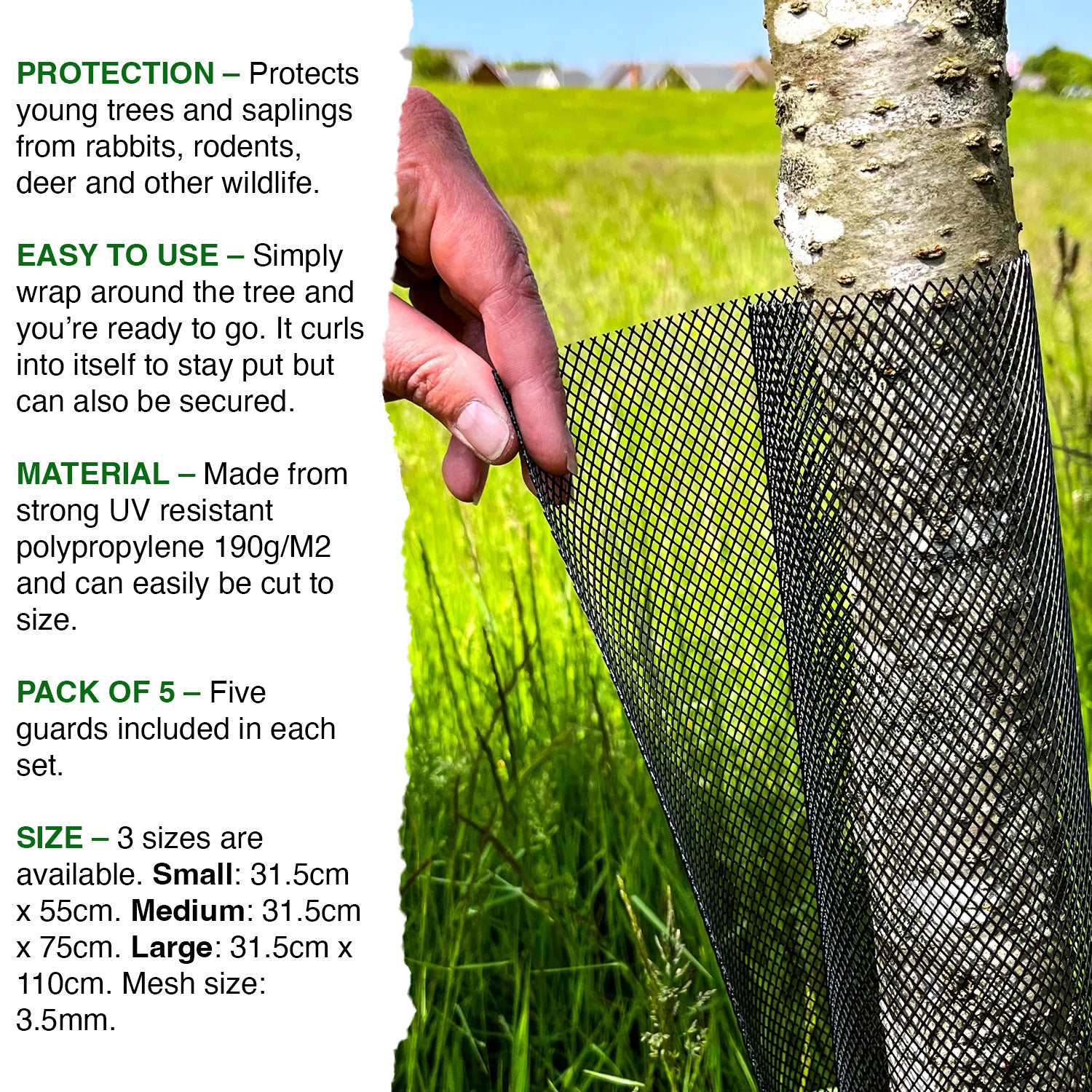 Woodside Mesh Tree & Sapling Guard Protectors Weatherproof Trunk Cover Pack of 5