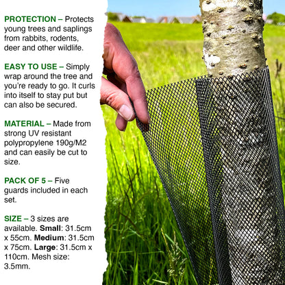 Woodside Mesh Tree & Sapling Guard Protectors Weatherproof Trunk Cover Pack of 5