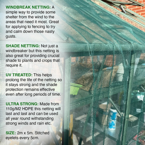 Woodside Garden Fencing Windbreak Mesh Shade Netting | UV Sun Protection, Greenhouse/Growhouse Plant Cover 2x5m