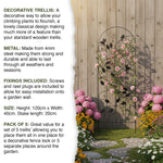 Woodside Hales Metal Garden Trellis Climbing Plant Support Frame, pack of 5