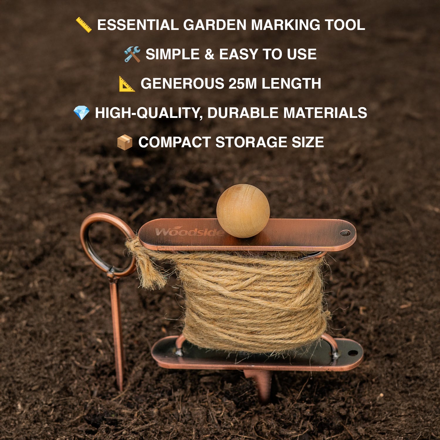 Woodside 25m Stainless Steel Garden/Allotment Planting String Line Row Marker