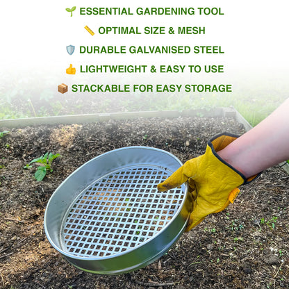 Woodside Heavy Duty Garden Riddle, 30cm Potting Sieve, Mesh Soil/Compost Sift