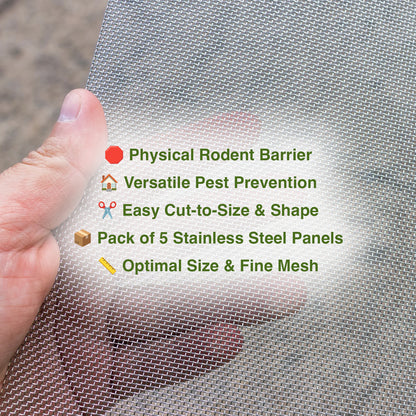 Woodside A4 Rodent Proofing Stainless Steel 1mm Wire Mesh Panels, pack of 5