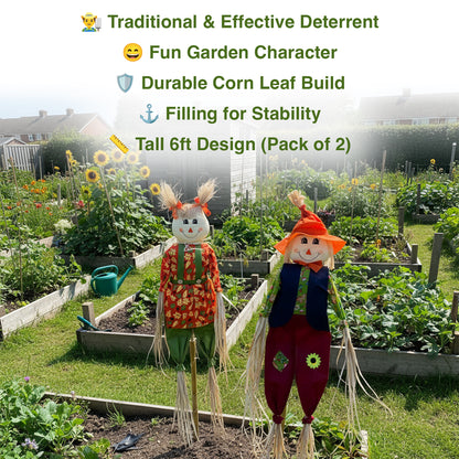 Woodside Garden Scarecrows, Crop & Allotment Bird/Pest Deterrent, Pack of 2