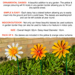 Woodside Yellow & Orange Ornamental Metal Garden Daisy Flower Stakes, Pack of 6