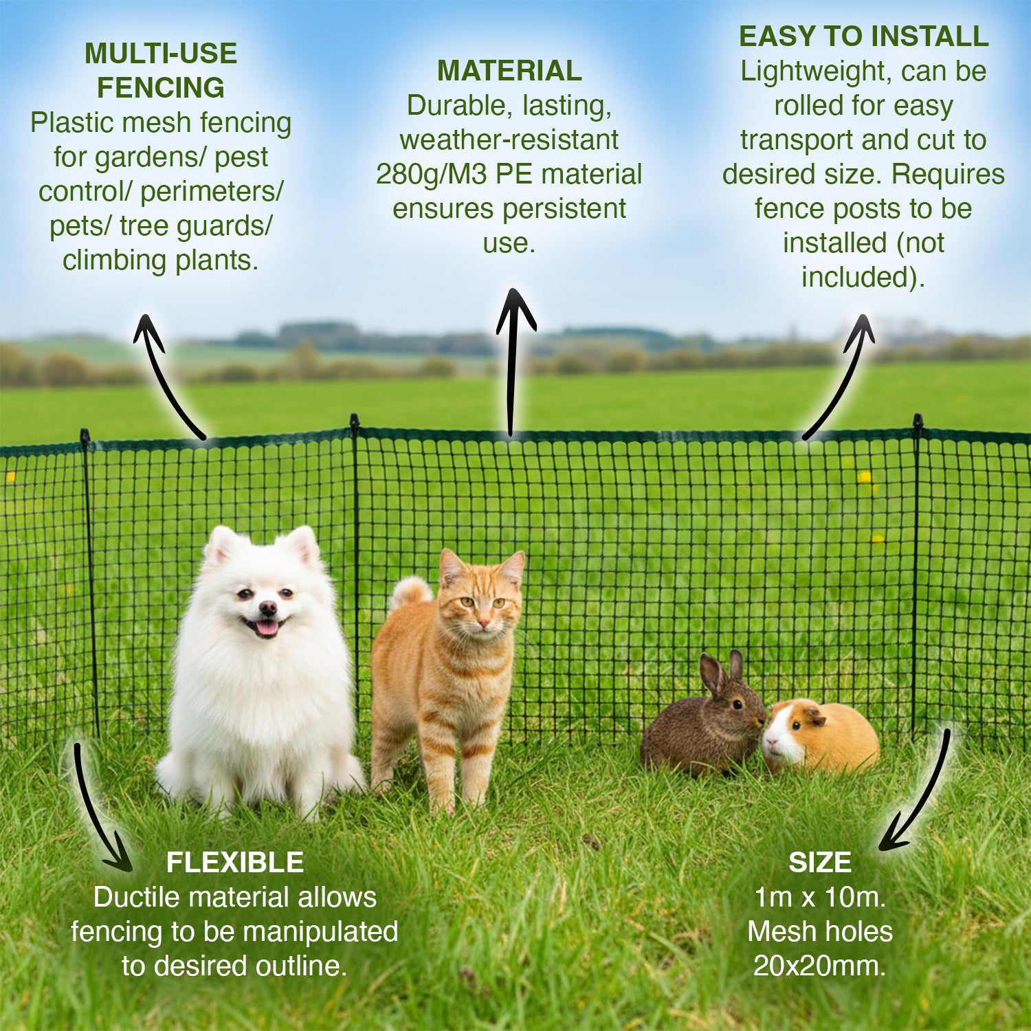 Woodside Plastic Mesh Garden Barrier Safety Protection Fencing 1m x 10m