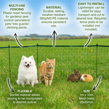 Woodside Plastic Mesh Garden Barrier Safety Protection Fencing 1m x 10m