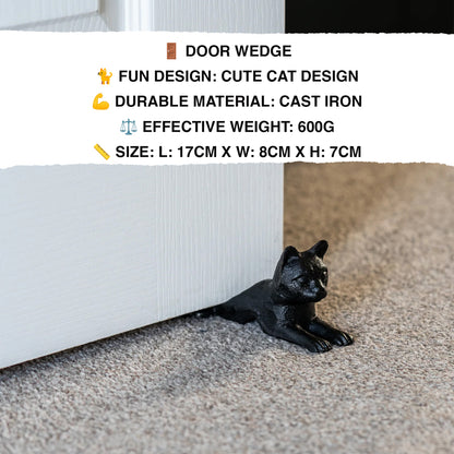 Woodside Heavy Duty Cast Iron Decorative Cat Door Wedge Stop, Doorstopper/Jammer
