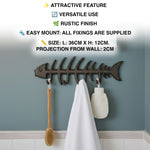 Woodside Decorative Fish Bones Wall Mounted Towel Rack, Cast Iron Rustic Hanger