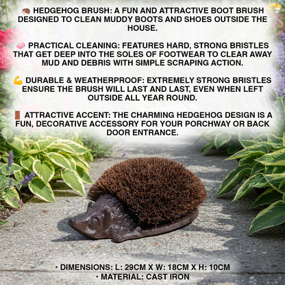 Woodside Cast Iron Hedgehog Boot Brush & Scraper