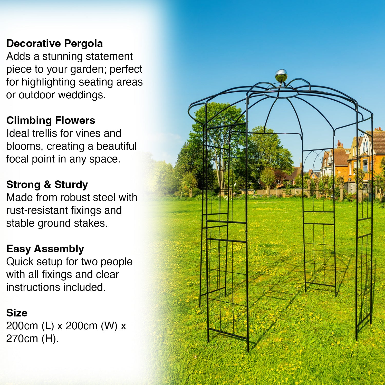 Woodside Santon Metal Garden Birdcage Pergola