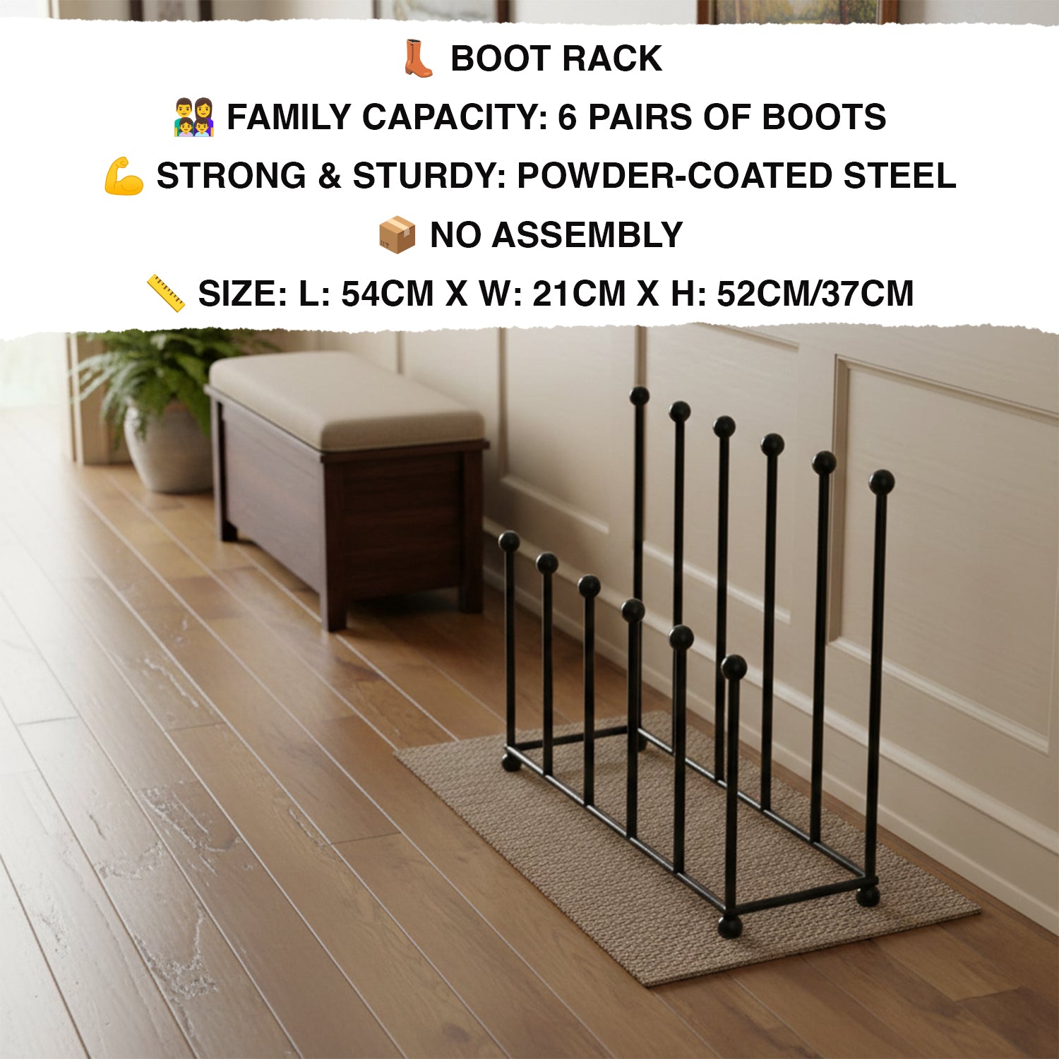 Woodside Morston Steel Wellington Boot Rack/Walking Boot Storage Stand, Indoor & Outdoor