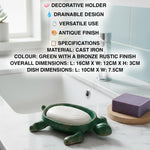 Woodside Decorative Tortoise/Turtle Shaped Cast Iron Soap Dish Holder Tray, Antique/Rustic