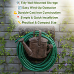Woodside Wind Up Cast Iron Wall Mounted Garden Winding Water Hose Reel