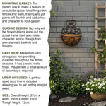 Woodside Cast Iron Wall Mounted Hanging Garden Planter Basket with Coco Liner