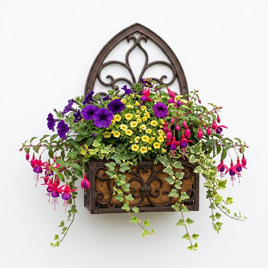 Woodside Cast Iron Wall Mounted Hanging Garden Planter Basket with Coco Liner