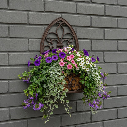 Woodside Cast Iron Wall Mounted Hanging Garden Planter Basket with Coco Liner