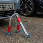 Woodside Folding Driveway Security Car Parking Barrier Bollard Post + Padlock