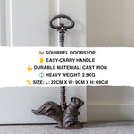 Woodside Heavy Duty Cast Iron Decorative Squirrel Shaped Door Stop, Doorstopper/Jammer