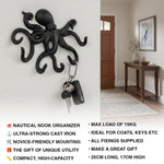 Woodside 6 Hook Cast Iron Wall Mounted Octopus Coat Hook/Key Hanger Rack