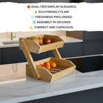 Woodside 2-Tier Bamboo Kitchen Fruit & Veg Rack Holder Wooden Storage Stand