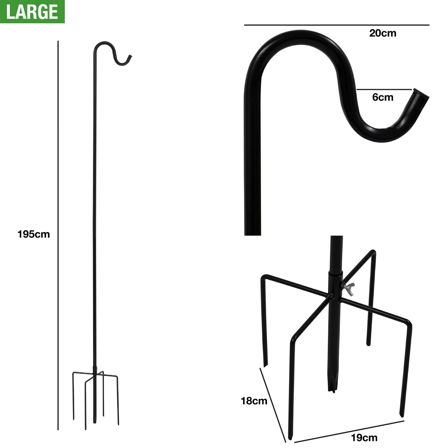 Woodside Garden Shepherd Hook 5 Forked Base, Hanging Bird Feeder/Lantern Pole