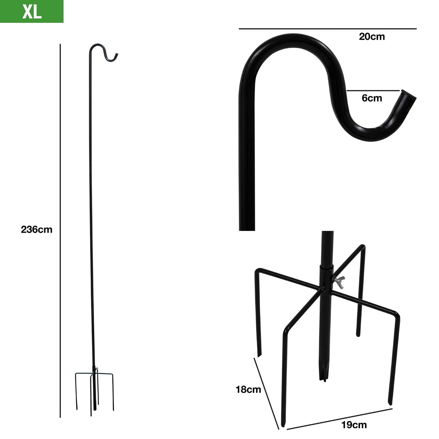 Woodside Garden Shepherd Hook 5 Forked Base, Hanging Bird Feeder/Lantern Pole