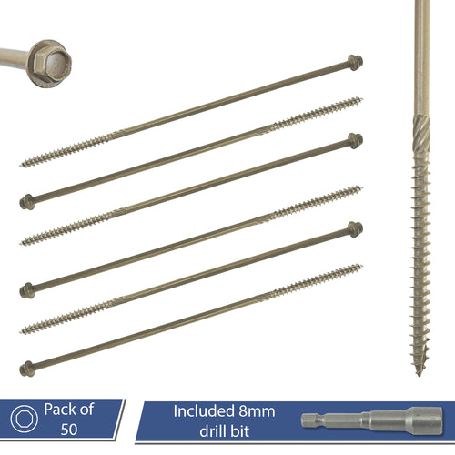 Woodside Hex Head Exterior Decking/Landscaping Sleeper Bed Fixing Screws, Pack of 50