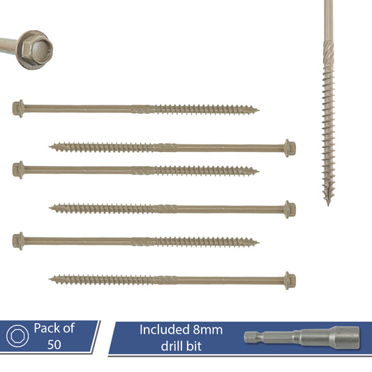 Woodside Hex Head Exterior Decking/Landscaping Sleeper Bed Fixing Screws, Pack of 50