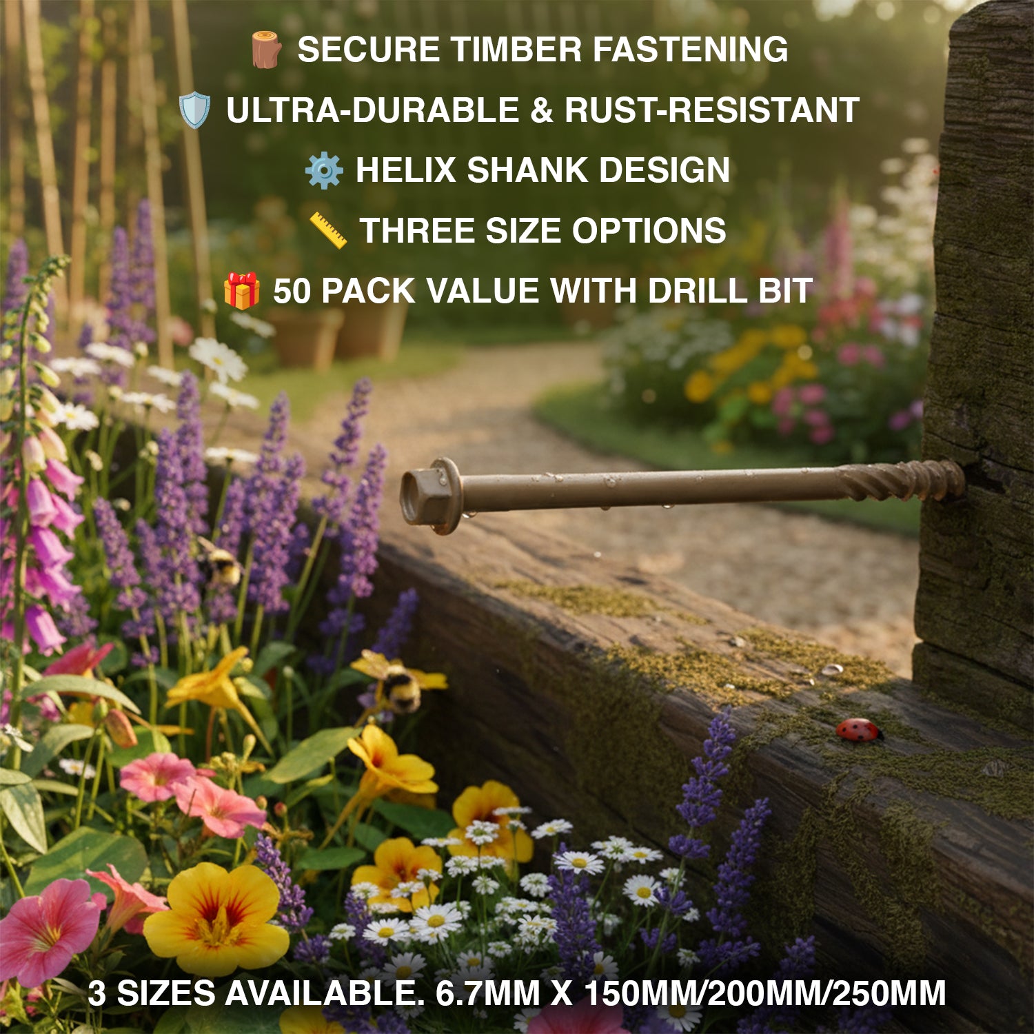 Woodside Hex Head Exterior Decking/Landscaping Fixing Screws, Pack of 50