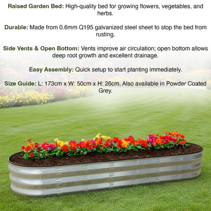 Woodside Galvanised Steel Raised Garden Planter Bed Kit for Flowers/Vegetables/Herbs