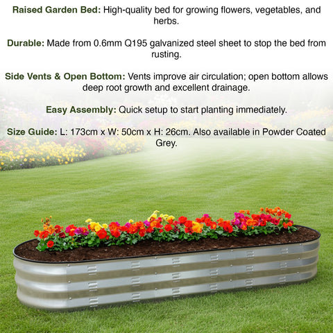 Woodside Galvanised Steel Raised Garden Planter Bed Kit for Flowers/Vegetables/Herbs