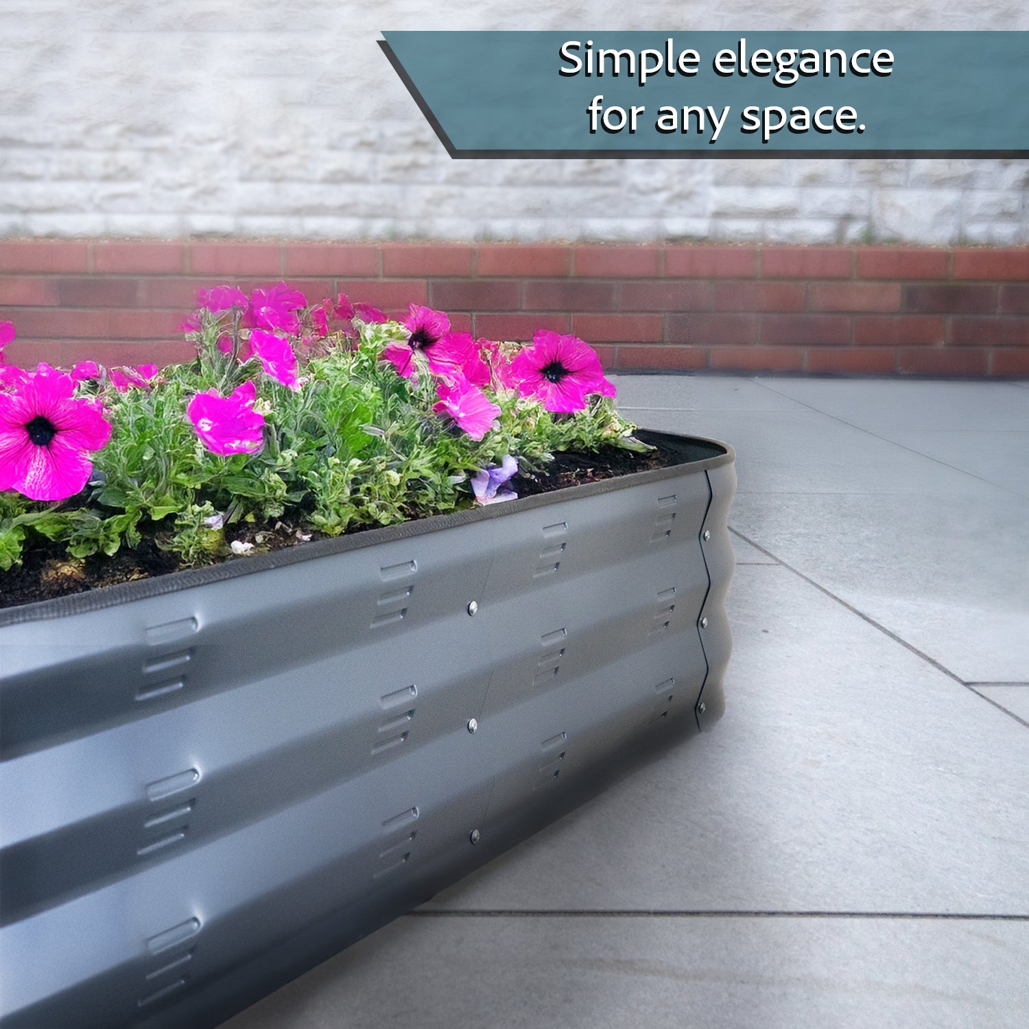 Woodside Galvanised Steel Raised Garden Planter Bed Kit for Flowers/Vegetables, Powder Coated Grey