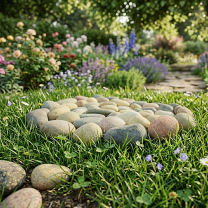 Woodside 33cm Decorative Garden Pathway Round Stepping Stones, Pack of 3