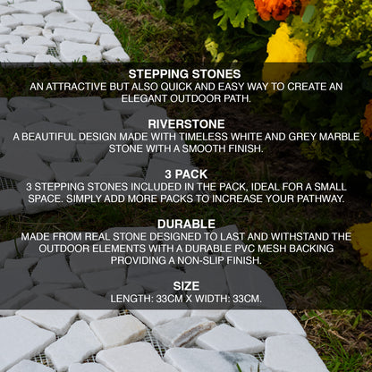 Woodside 33cm Decorative Garden Pathway Square Stepping Stones, Pack of 3