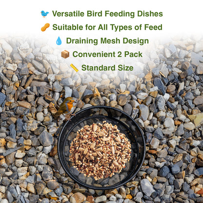 Woodside Universal Replacement Metal Mesh Garden Bird Seed/Nut Dish, 2 Pack