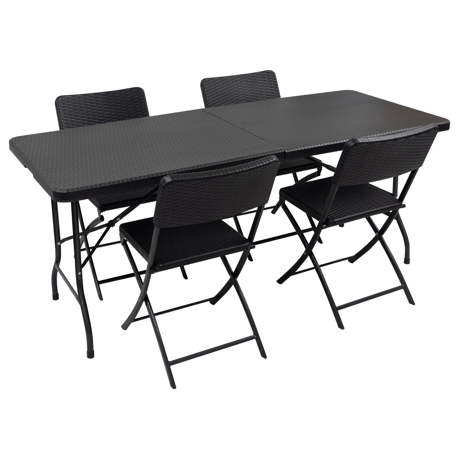 Woodside Rattan Effect Folding Garden Patio Furniture, Table & Chair Dining Sets