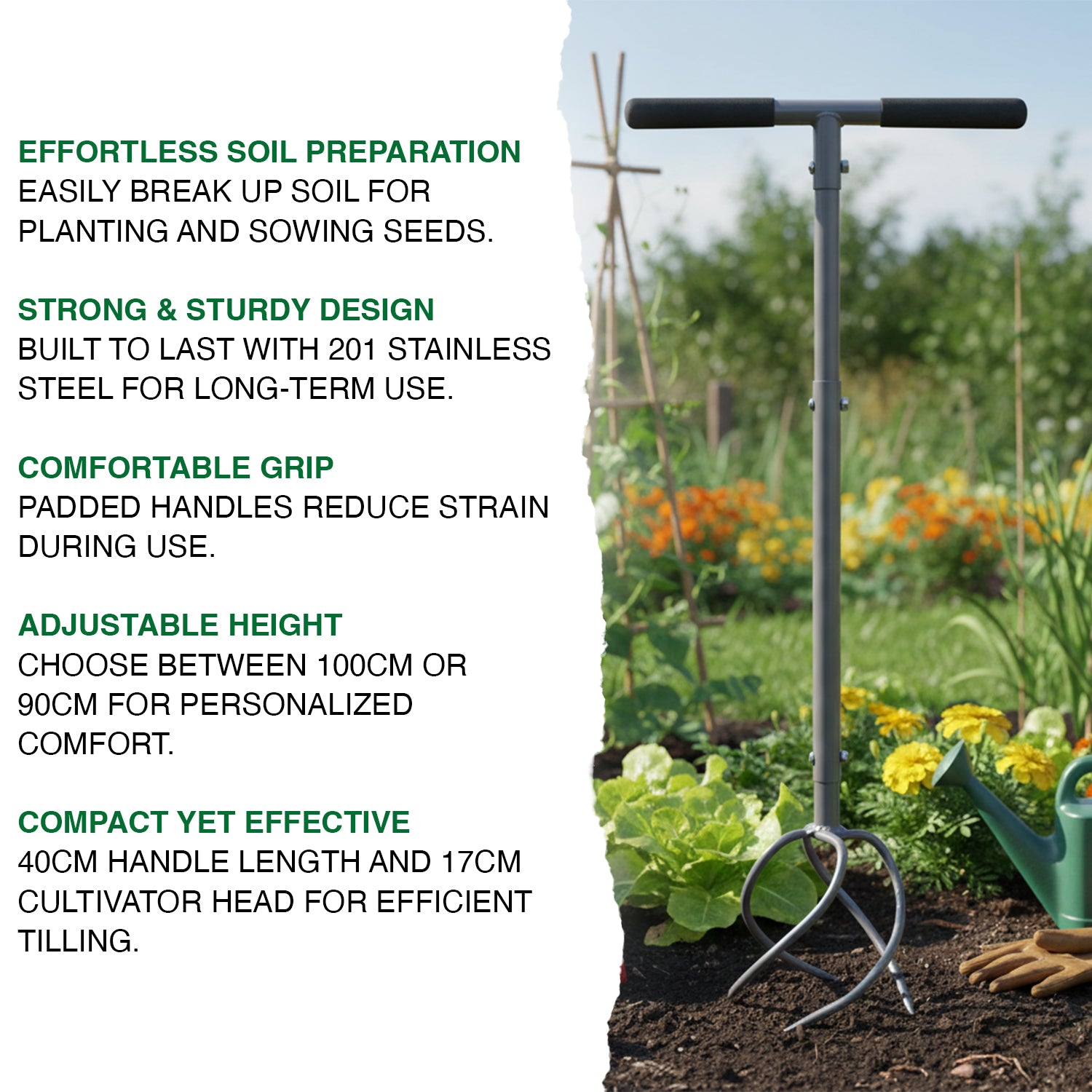 Woodside Manual Hand Twist Garden Cultivator Tiller – Soil/Compost Aerator