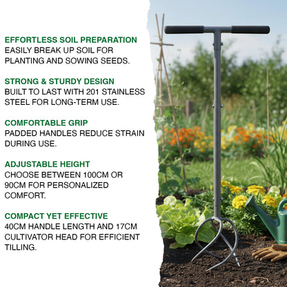 Woodside Manual Hand Twist Garden Cultivator Tiller – Soil/Compost Aerator