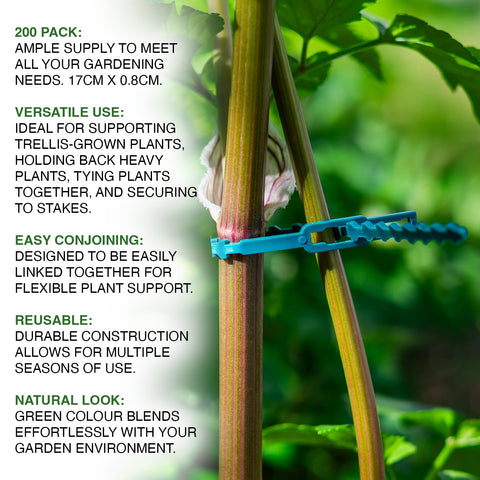 Adjustable Garden Plant Ties Durable/Reusable Green Trellis Support Ties x 200