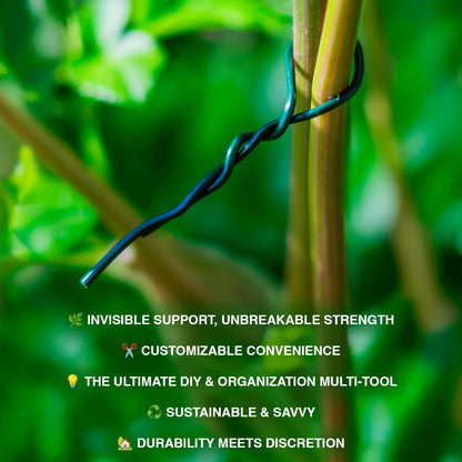 Green Steel Garden Wire Plastic Coated Twist Tie for Plant Support 1.2mm x 120m