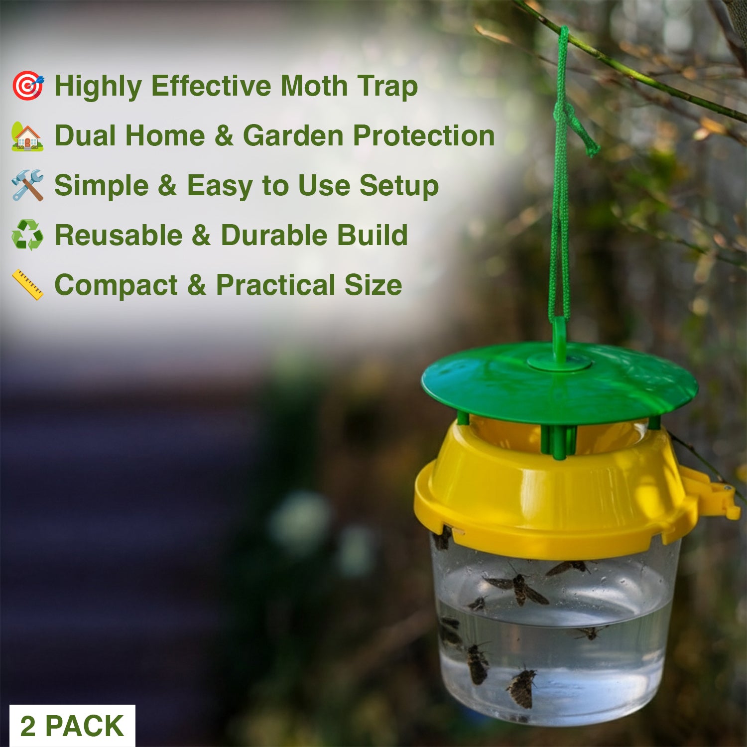 Woodside Reusable/Refillable Box Tree Moth Catcher/Insect/Wasp Bucket Trap – 2 Pack