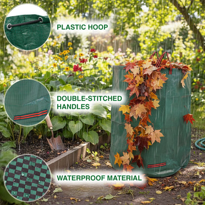Woodside 2 x 500L Heavy Duty Garden Waste Bags, Reusable Strong Outdoor Refuse Sacks