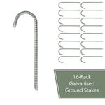 Pack of 16 Woodside Galvanised Heavy Duty Metal Ground Stakes Tent/Gazebo Pegs