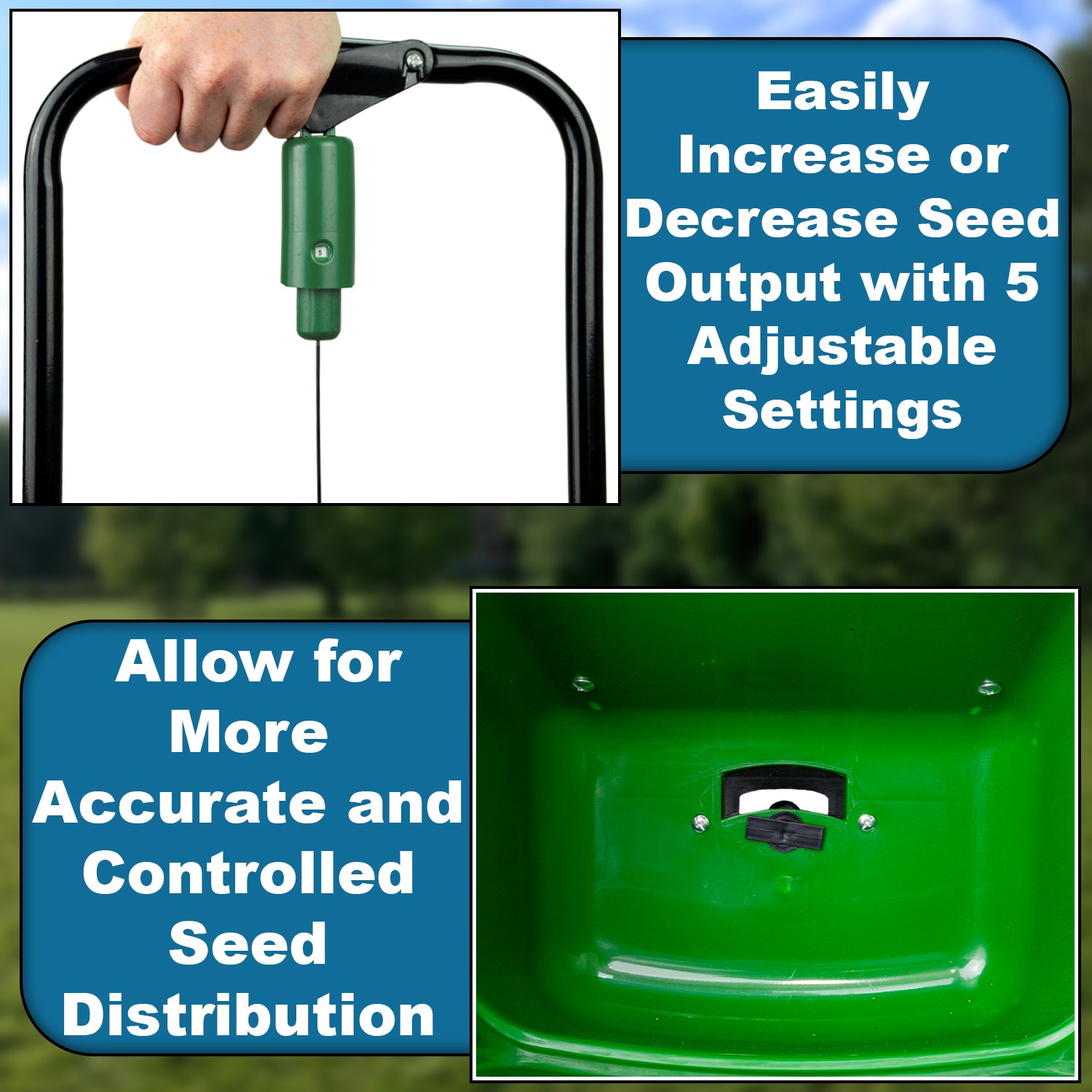 Woodside 12L Large Capacity Lawn Seed & Fertiliser Drop Spreader with Adjustable Spread Settings and All-Terrain Wheels