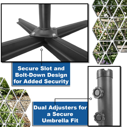 Woodside Heavy Duty Cantilever Parasol Base Stand Steel 100x100cm Garden Umbrella Base Fits 5cm Pole Outdoor Use