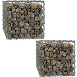Woodside Gabion Basket Pack of 2 Heavy Duty Garden Mesh Wire Cages 30 x 30 x 30cm Galvanised Steel